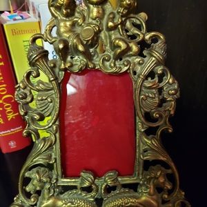 Vintage Rococo Cast Iron Seahorse & Cherub Frame